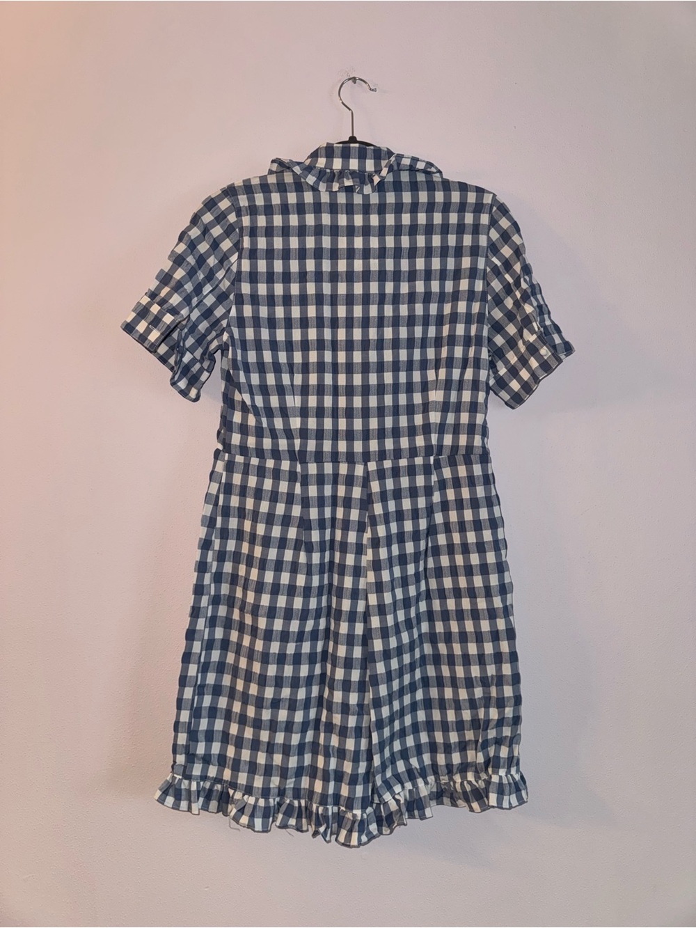 Sister Jane Blue and White Gingham Romper with Ruffle Collar - Picture 3 of 9